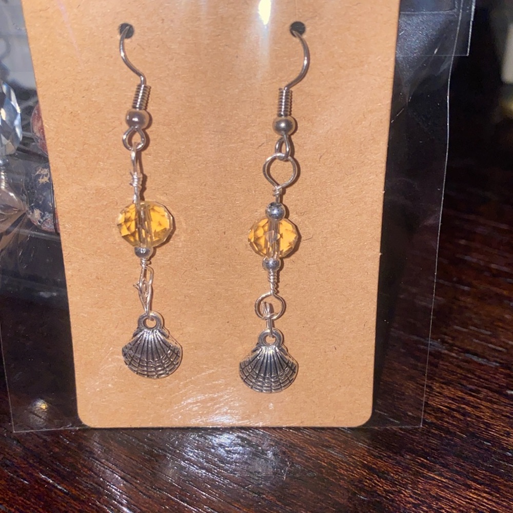 new earrings with seashell charm and crystal glass beads friendship gift
